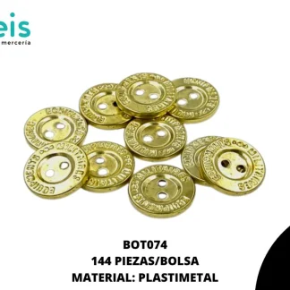 BOTON PLASTICO EQUIPMENTS MILITARES BOT074 32L (20mm) 144 PZ/PQT DORADO