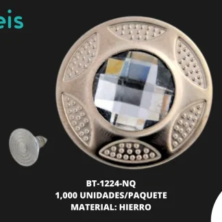 BOTON METAL CON PIEDRA BT-1224-NQ 32L (20mm) 1,000 PZ/PQT NIQUEL