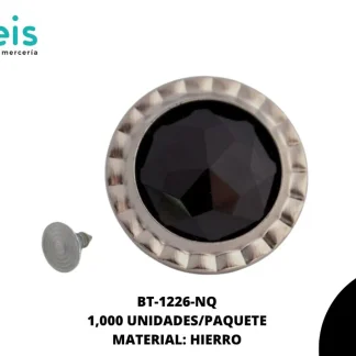 BOTON METAL CON PIEDRA BT-1226-NQ 32L (20mm) 1,000 PZ/PQT NIQUEL