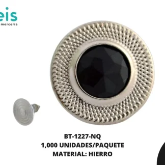 BOTON METAL CON PIEDRA BT-1227-NQ 24L (15mm) 1,000 PZ/PQT NIQUEL