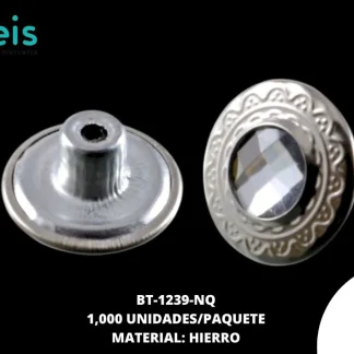 BOTON MET HIERRO PIEDRA 17MM REF: AH17-6 NIQUEL 1000 U/PAQUETE