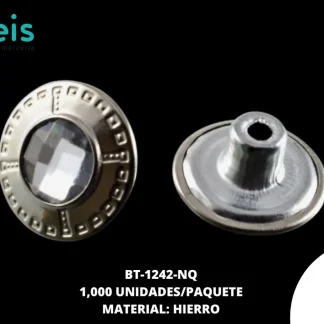 BOTON MET HIERRO PIEDRA 17MM REF: AH17-10 NIQUEL 1000 U/PAQUETE