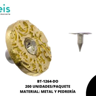 BOTON METALICO PIEDRA GRAB 20MM REF: GY-0949 DORADO 200 U/PAQUETE