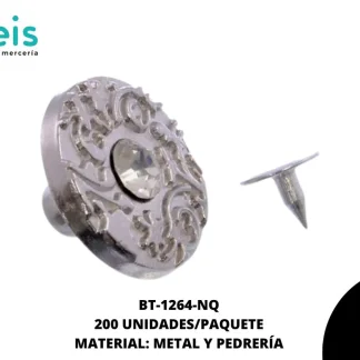 BOTON METALICO PIEDRA GRAB 20MM REF: GY-0949 NIQUEL 200 U/PAQUETE