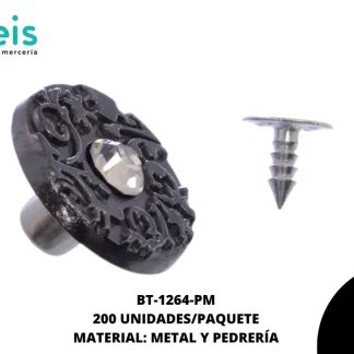BOTON METALICO PIEDRA GRAB 20MM REF: GY-0949 PLOMO 200 U/PAQUETE