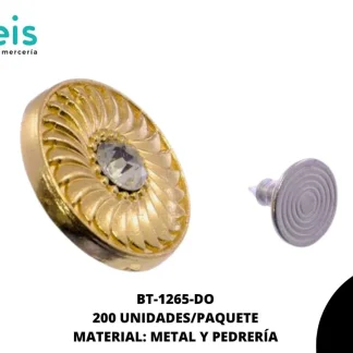 BOTON METALICO PIEDRA REHILETE 20MM REF: GY-0950 DORADO 200 U/PAQUETE