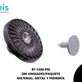 BOTON METALICO PIEDRA REHILETE 20MM REF: GY-0950 PLOMO 200 U/PAQUETE
