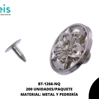 BOTON METALICO PIEDRA ROSA 20MM REF: GY-0708 NIQUEL 200 U/PAQUETE
