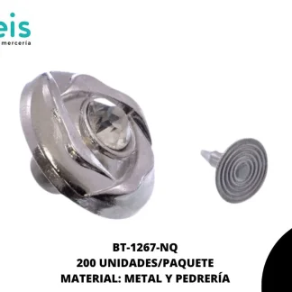 BOTON METALICO PIEDRA FLOR 20MM REF: GY-0429 NIQUEL 200 U/PAQUETE