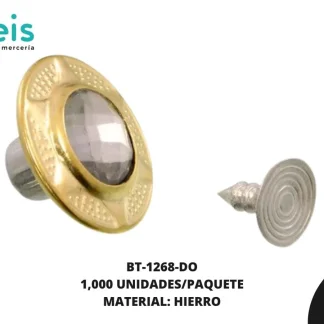 BOTON METAL CON PIEDRA BT-1268-DO 24L (15mm) 1,000 PZ/PQT DORADO