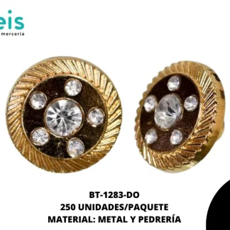 BOTON METALICO PIEDRA TW 20MM REF: DS605 DORADO 250 U/PAQUETE
