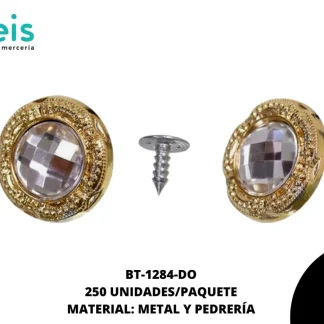 BOTON METALICO PIEDRA TW 20MM REF: DS200 DORADO 250 U/PAQUETE