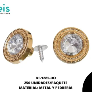 BOTON METALICO PIEDRA TW 20MM REF: DS49 DORADO 250 U/PAQUETE