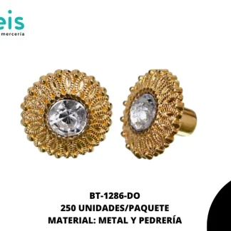 BOTON METALICO PIEDRA TW 20MM REF: DS379 DORADO 250 U/PAQUETE