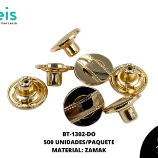 BOTON Y PLACA ZAMACK BT-1302-DO 17mm 500 PZ/PQT DORADO