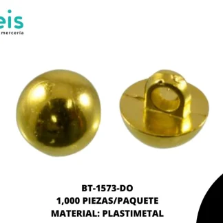 BOTON PLASTIMETAL PATA LISO MEDIA BOLA BT-1573-DO 16L (10mm) 500 PZ/PQT DORADO