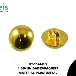 BOTON PLASTICO MEDIA BOLA BT-1574-DO 20L (12.5mm) 500 PZ/PQT DORADO