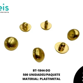 BOTON PLASTICO PATA LISO MEDIA BOLA BT-1844-DO 20L (12.5mm) 500 PZ/PQT DORADO
