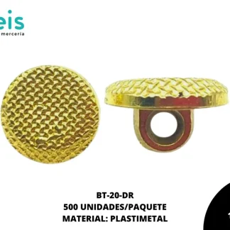 BOTON PLASTIMETAL PATA DECORADO RAYADO BT-20-DR 20L (12.5mm) 500 PZ/PQT DORADO