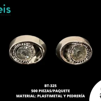 BOTON PIEDRA Y PERLA OJO BT-325 12mm 500 PZ/PQT ORO ROSADO