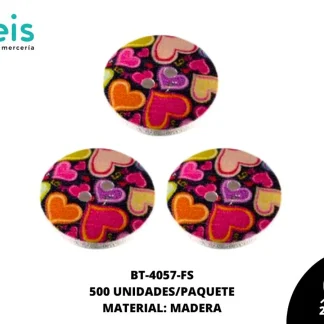 BOTON MADERA ESTAMPADO FLOR BT-4057-FS 40L (25mm) 500 PZ/PQT FIUSHA