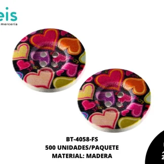 BOTON MADERA ESTAMPADO FLOR BT-4058-FS 40L (25mm) 500 PZ/PQT FIUSHA