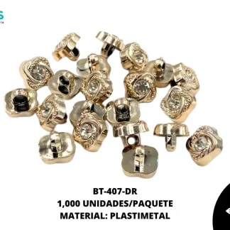 BOTON PIEDRA Y PERLA FLOR BT-407-DR 16L (10mm) 1,000 PZ/PQT DORADO