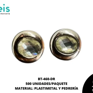 BOTON PIEDRA Y PERLA BT-460-DR 12mm 500 PZ/PQT DORADO
