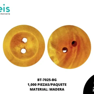 BOTON MADERA BT-7025-BG 32L (20mm) 1,000 PZ/PQT BEIGE
