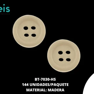 BOTON MADERA LLANTA 1.5CM HUESO 144 PZ