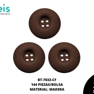 BOTON MADERA LLANTA 3CM CAFE 144U