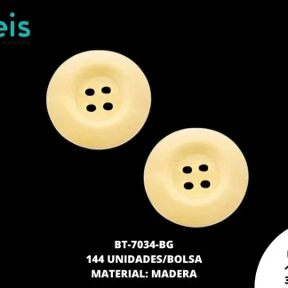 BOTON MADERA BT-7034-BG 35mm 144 PZ/PQT BEIGE