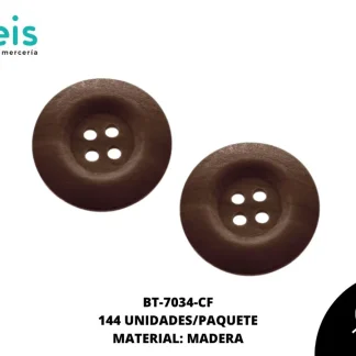 BOTON MADERA BT-7034-CF 40L (25mm) 144 PZ/PQT CAFÉ