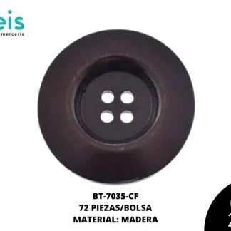BOTON MADERA LLANTA 4CM CAFE C/300PIEZA