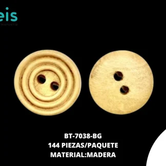 BOTON MADERA RAYAS 2H BEIGE 500 PIEZA