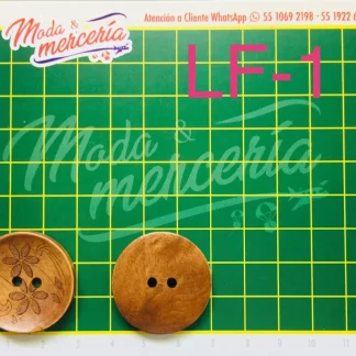 BOTON MADERA DISEÑO FLOR BT-LF-1 30mm 500 PZ/PQT CAFÉ
