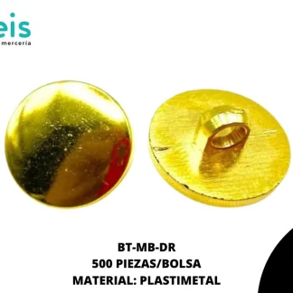 BOTON PLASTIMETAL PATA LISO MEDIA BOLA BT-MB-DR 12mm 500 PZ/PQT DORADO