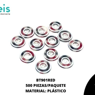 BOTON PLASTICO CAMISERO BT901RED 20L (12.5mm) 500 PZ/PQT ROJO/AZUL