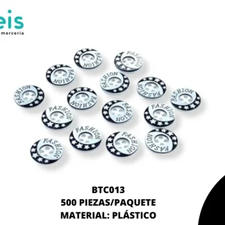 BOTON PLASTICO FASHION BTC013 20L (12.5mm) 500 PZ/PQT BLANCO