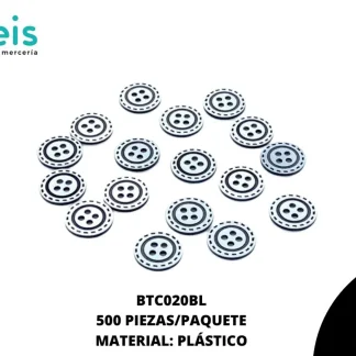 BOTON PLASTICO CAMISERO BTC020BL 20L (12.5mm) 500 PZ/PQT BLANCO