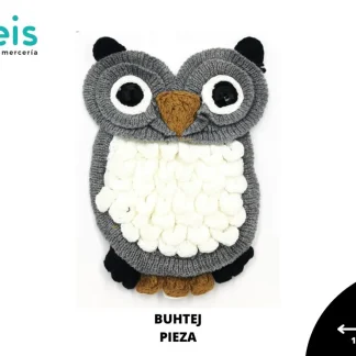 PARCHES BORDADOS Y ESTAMBRE BUHO BUHTEJ 18cmX24cm GRIS