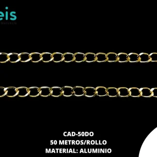CADENA ALUMINIO 50 METROS 2X9X12.5MM DORADO