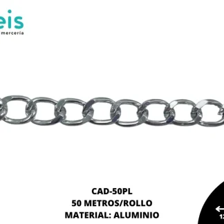 CADENA ALUMINIO 50 METROS 2X9X12.5MM PLATA