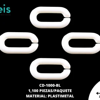 ESLABON PLASTICO RECTANGULO REF: S-142 BLANCO 1100 U/PAQUETE (0.5 KILOGRAMOS)