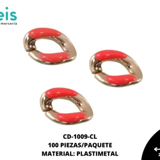 ESLABON PLASTICO RESINA OVALADO 16MM REF: 1291 CORAL 100 U/PAQUETE