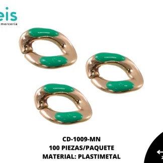 ESLABON PLASTICO RESINA OVALADO 16MM REF: 1291 VERDE MENTA 100 U/PAQUETE