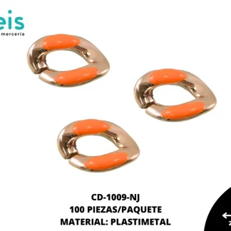 ESLABON PLASTICO RESINA OVALADO 16MM REF: 1291 NARANJA 100 U/PAQUETE