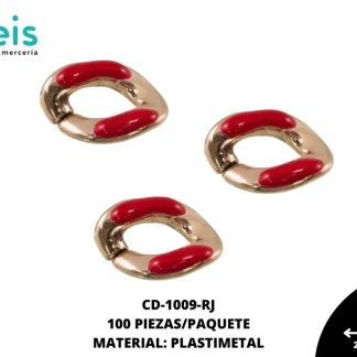 ESLABON PLASTICO RESINA OVALADO 16MM REF: 1291 ROJO 100 U/PAQUETE