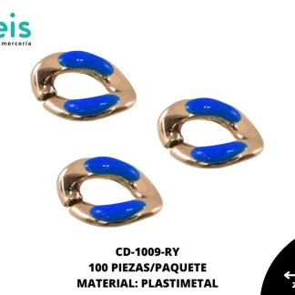 ESLABON PLASTICO RESINA OVALADO 16MM REF: 1291 AZUL REY 100 U/PAQUETE