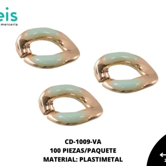 ESLABON PLASTICO RESINA OVALADO 16MM REF: 1291 VERDE AGUA 100 U/PAQUETE